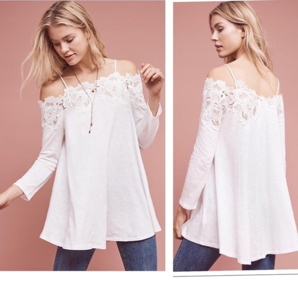 Anthropologie’s Meadow Rue Laceline Off Shoulder Top XXS NWT
